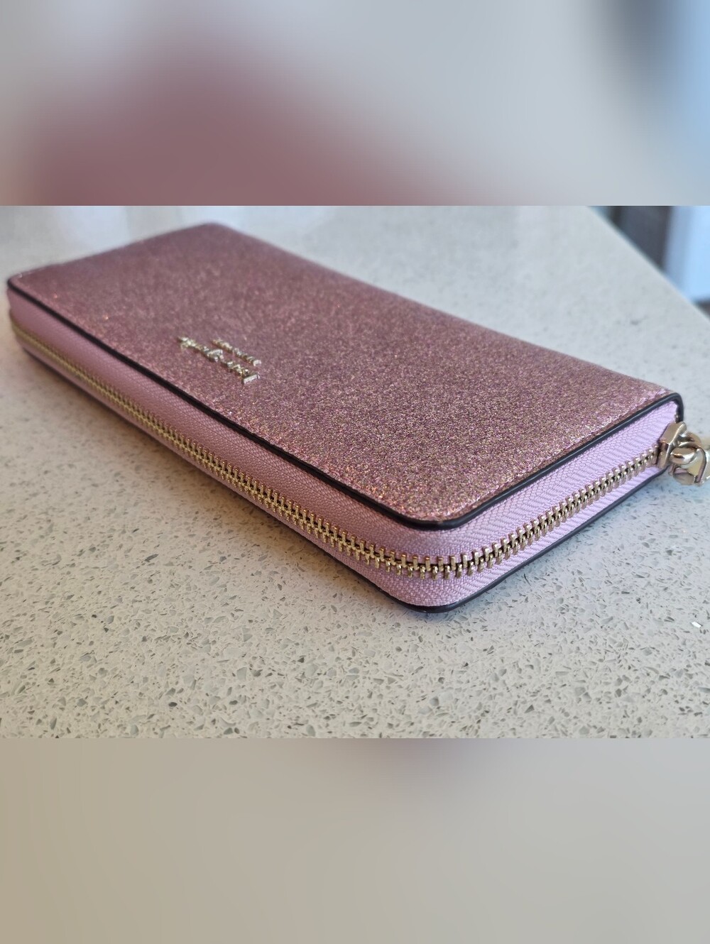 kate spade glittery blush pink zip-around wallet - Picture 6 of 9